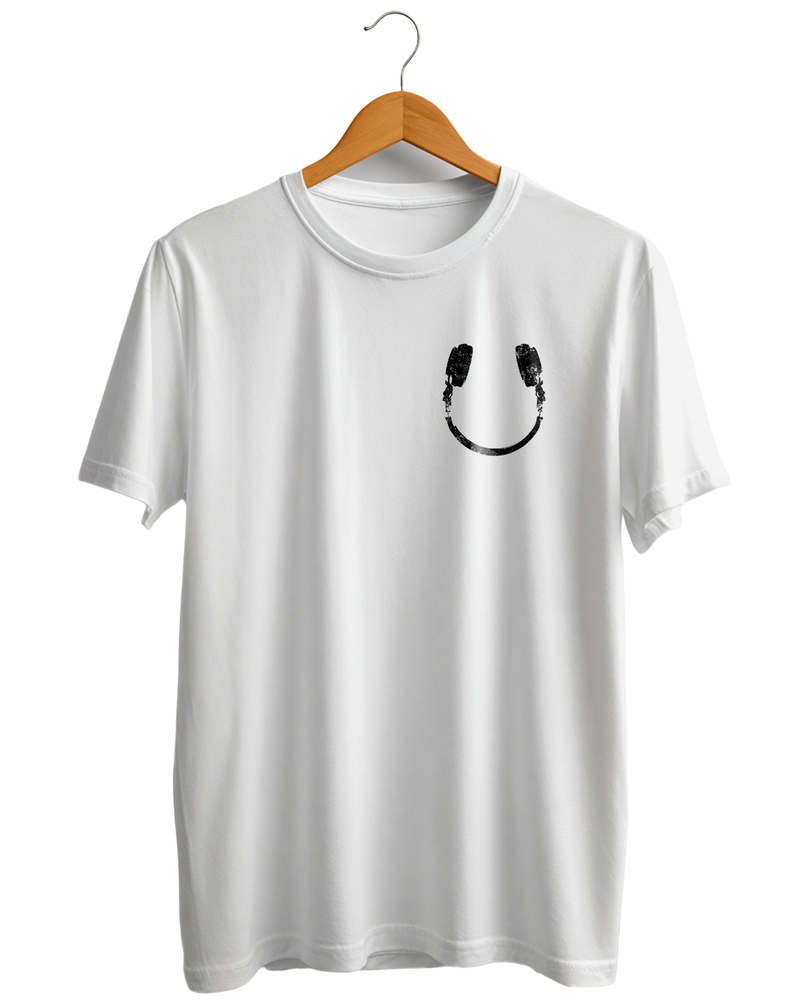 Camiseta unisex branca "HEADPHONE - SMILE”