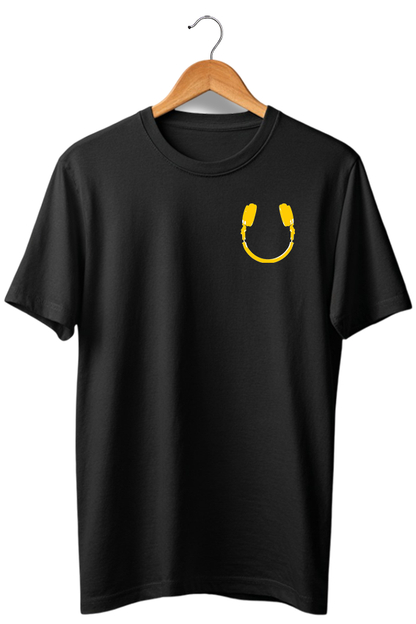 Camiseta unisex preta HEADPHONE - SMILE