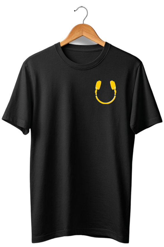 Camiseta unisex preta HEADPHONE - SMILE