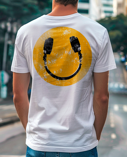 Camiseta unisex branca "LAST NIGHT A DJ SAVED MY LIFE - SMILE”