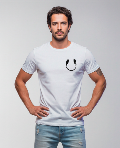 Camiseta unisex branca "HEADPHONE - SMILE”