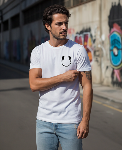 Camiseta unisex branca "HEADPHONE - SMILE”