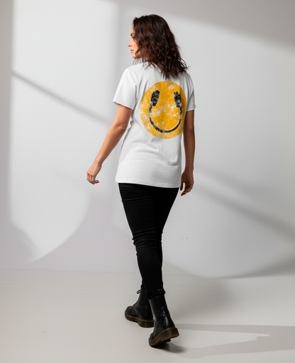 Camiseta unisex branca "HEADPHONE - SMILE”