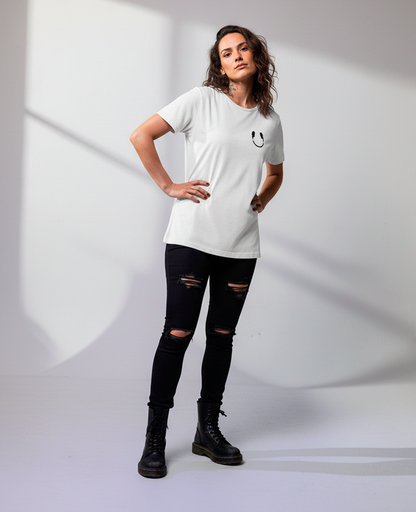 Camiseta unisex branca "HEADPHONE - SMILE”